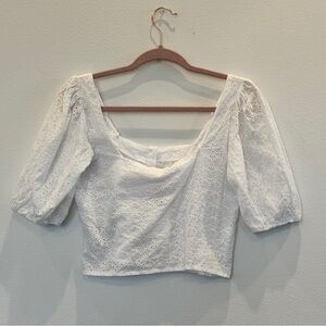 NWT NafNaf Paris White Eyelet Women's crop Top size Small